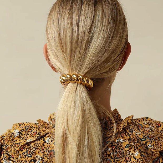 Metal Hair Tie Ponytail Holder Elastic JXH2403005