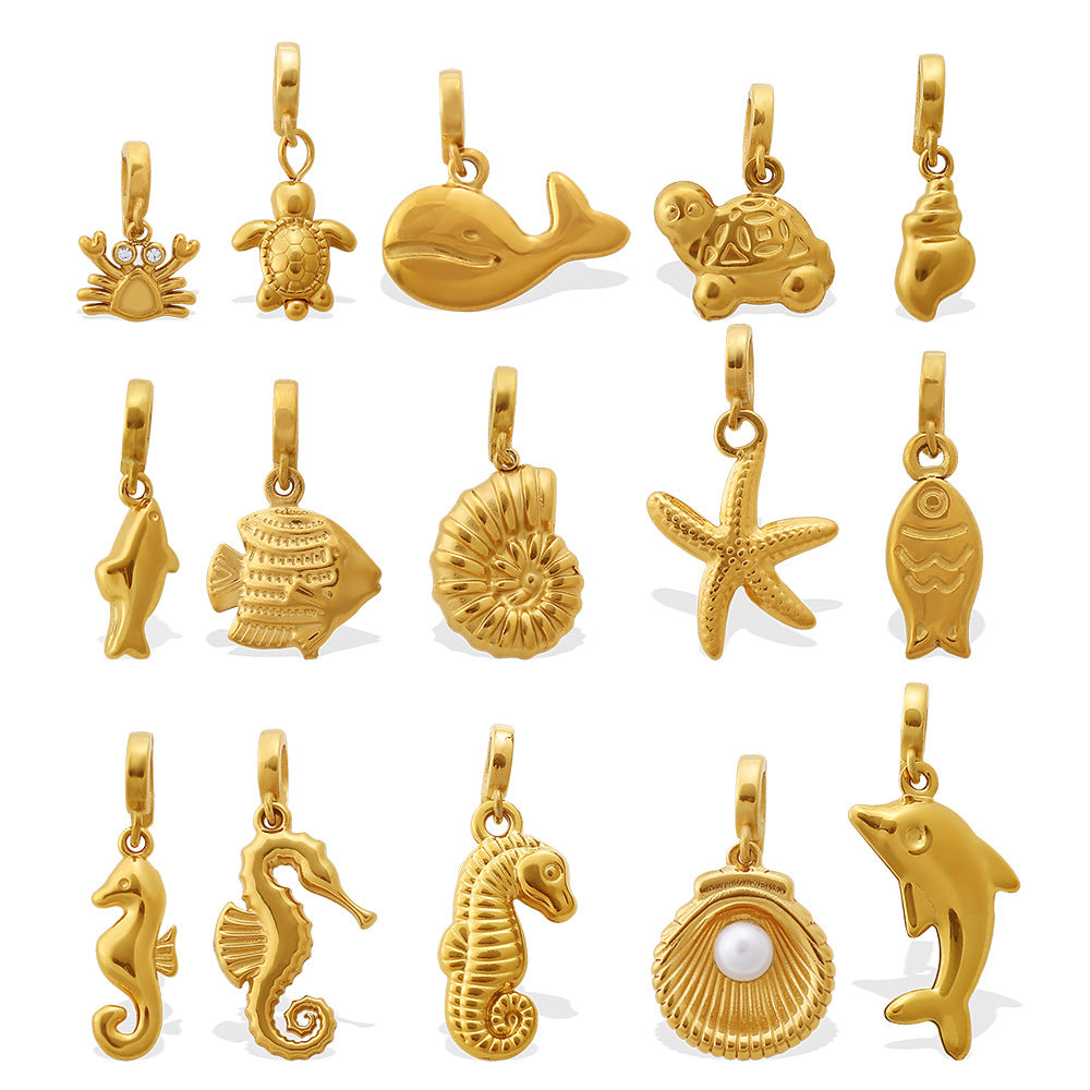 European Coastal Pendant Steel 18K Gold Plated DIY Charm