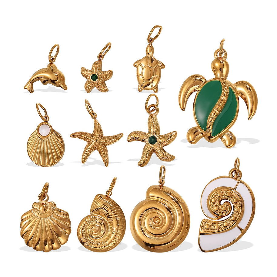 European Beach Starfish Conch Shell Pendant Luxury Style