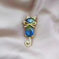 Blue Cat Brooch Kitty Pin | Korean Fashion