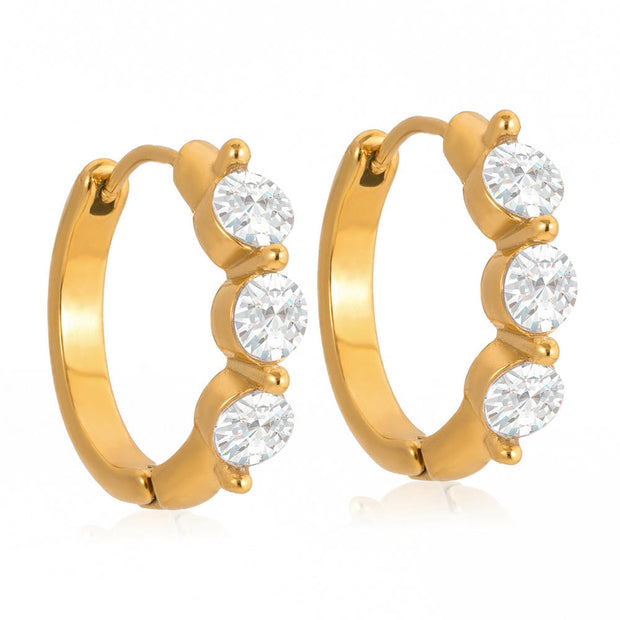 Zircon Hoop Earrings | Gold Plated Luxury | Stainless Steel