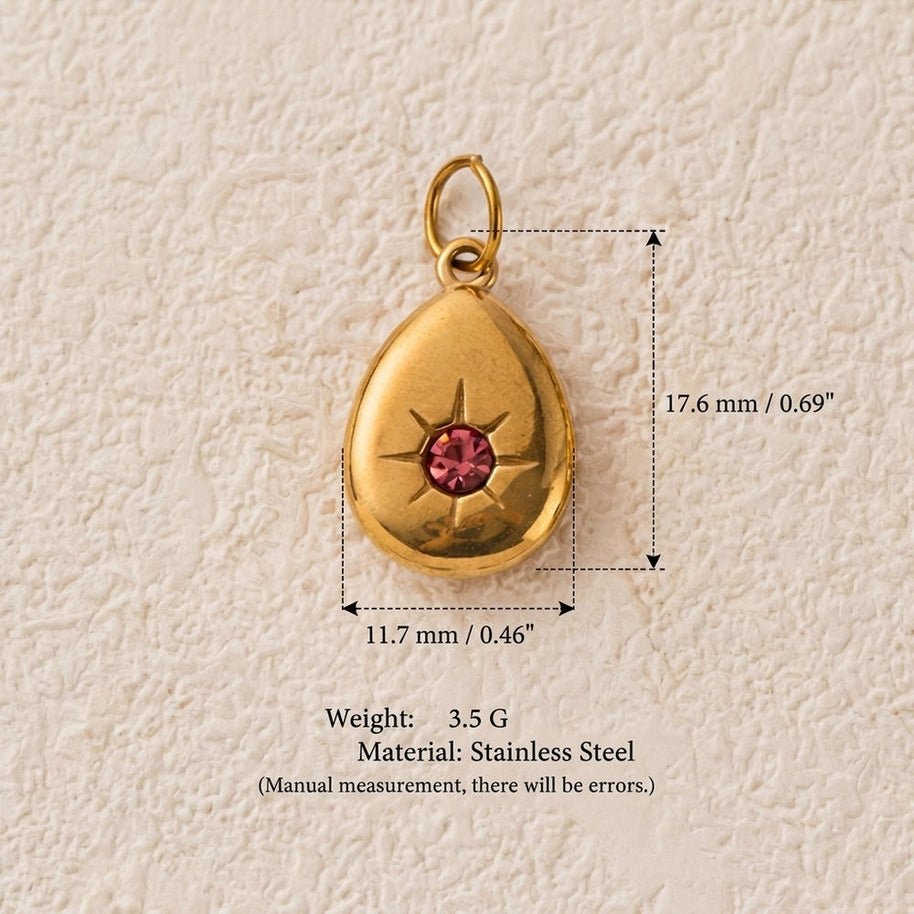 Vintage Gemstone Crystal Stainless Steel DIY Pendants Charm