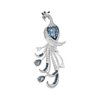 Zircon Peacock Brooch | Blue Gemstone Pin | Chinese Style