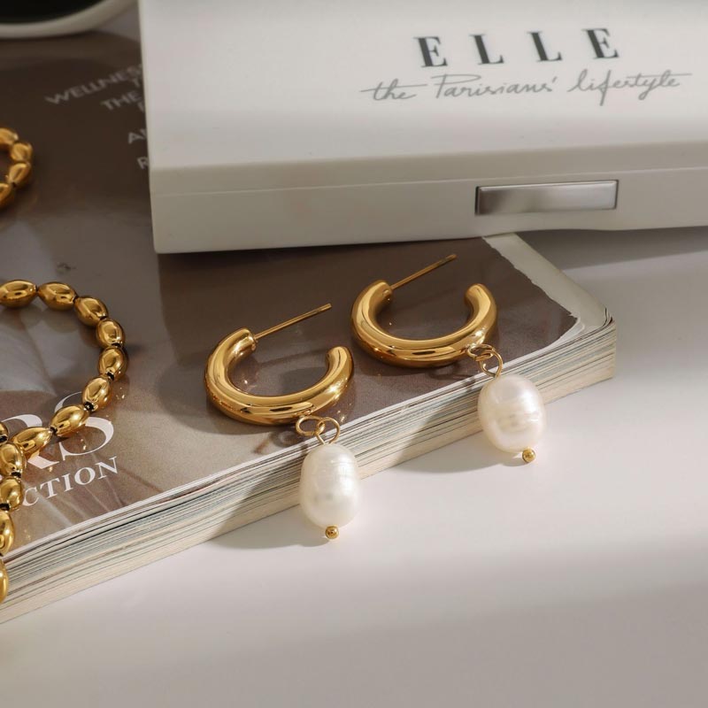 Pearl Drop Hoops