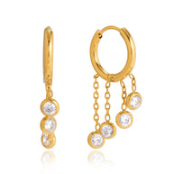 Gold Plated Fringe Hoops | Fashion Zircon Drop Earrings