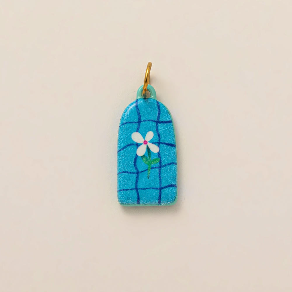European Cartoon Sea Grass Enamel Pendant 18K Gold Plated