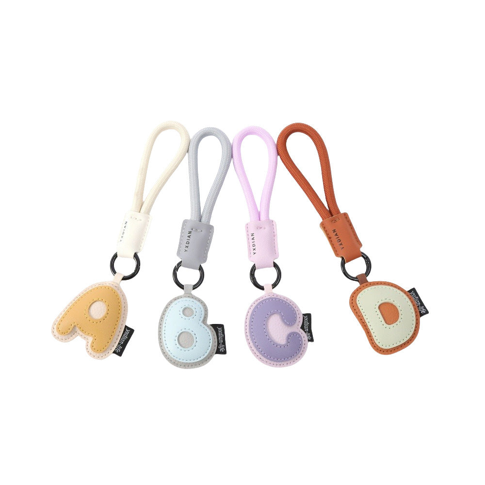 Letter Keychain | Leather Alphabet Charm | Dopamine Style