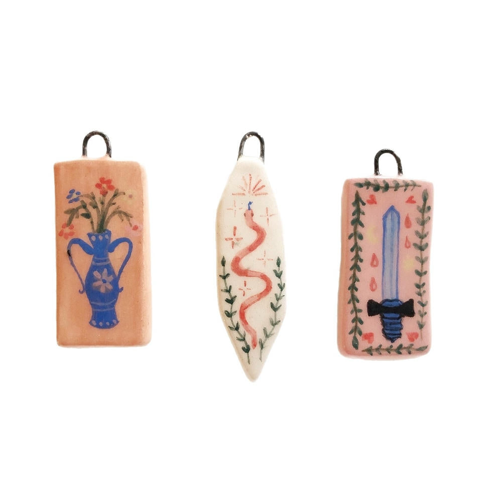 European Cartoon Sea Grass Enamel Pendant 18K Gold Plated