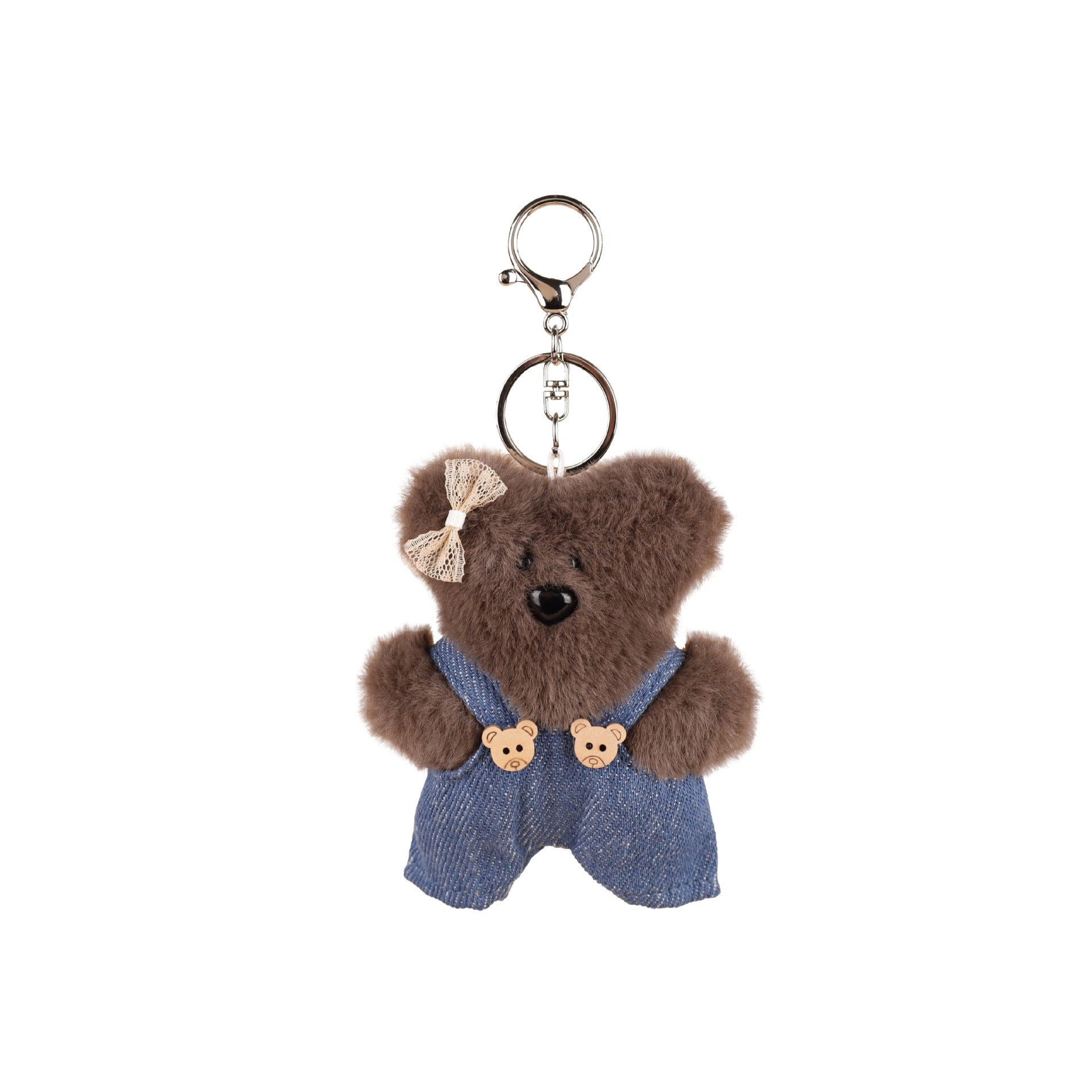 Squeaky Bear Keychain | Plush Backpack Charm & Purse Clip