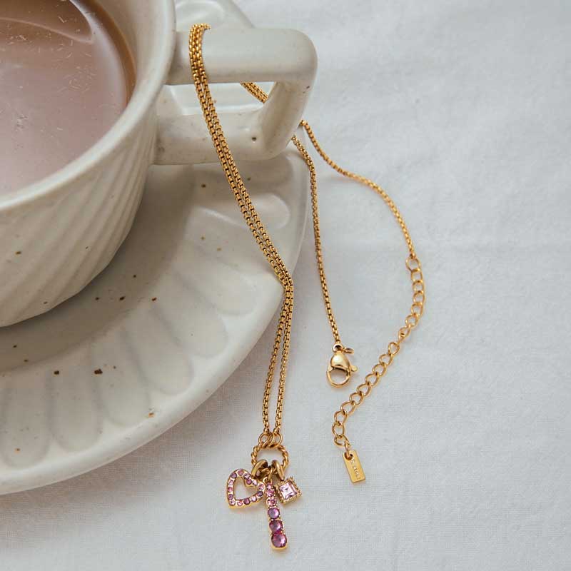 Pink Heart Charm Necklace