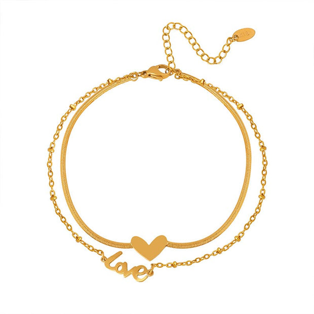 Love And Heart Two Layer Bracelet