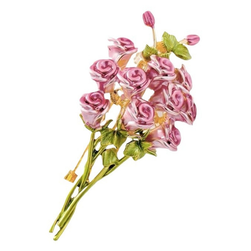 Pink Rose Brooch | Romantic Enamel Lapel Pin for Blazers