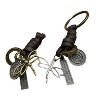 Vintage Dragonfly Keychain | Braided Leather Mens Accessory