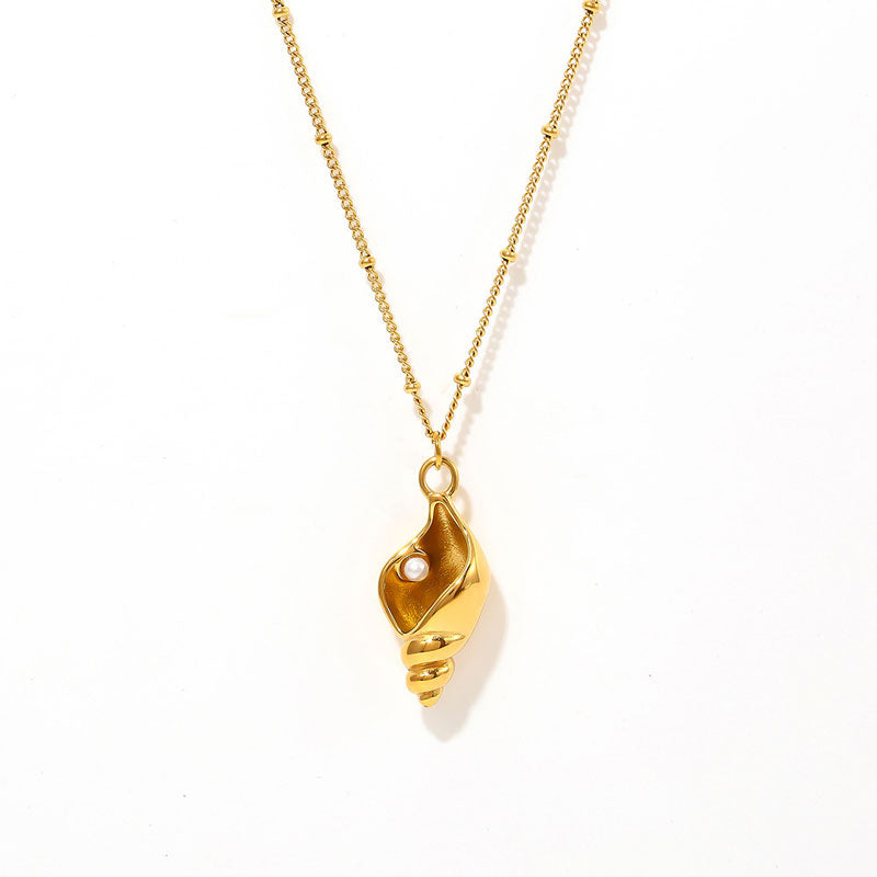 Gold Plated Conch Chain Necklace