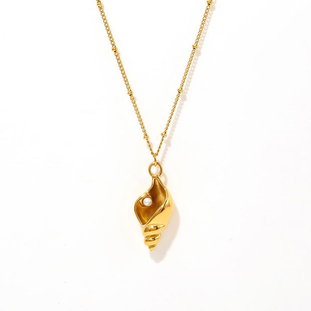 Gold Plated Conch Chain Necklace JMP2020