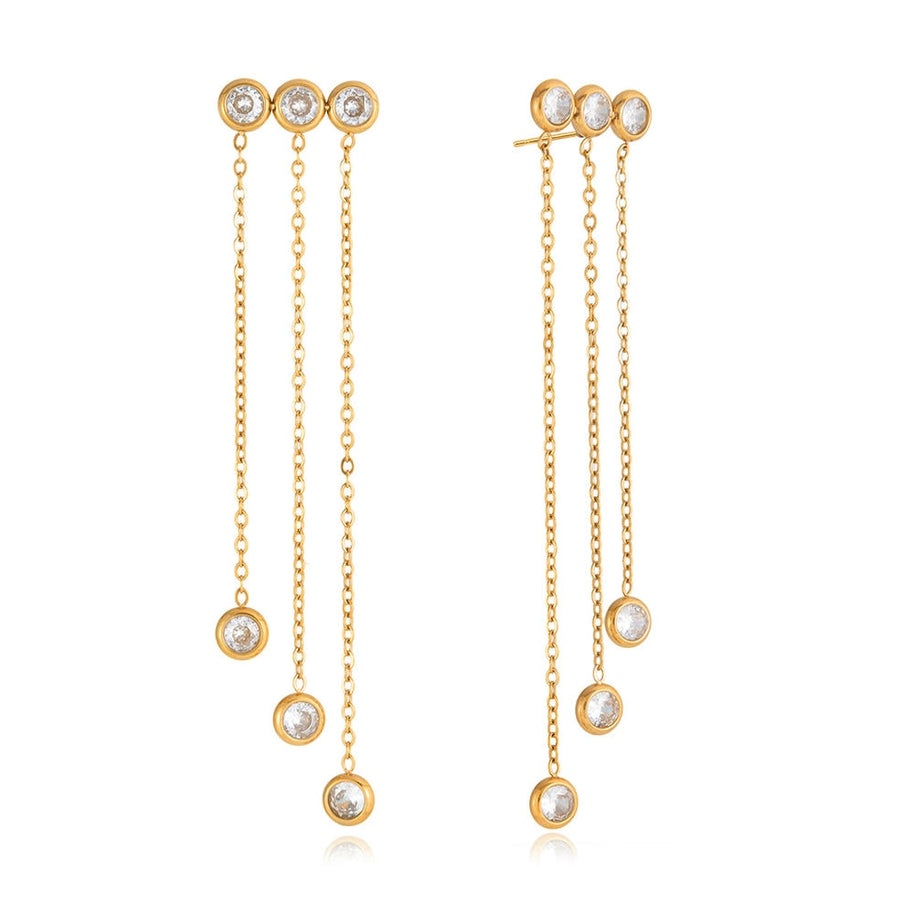 Luxury Zircon Earring | Fringe Drop | Stainless Steel Unique