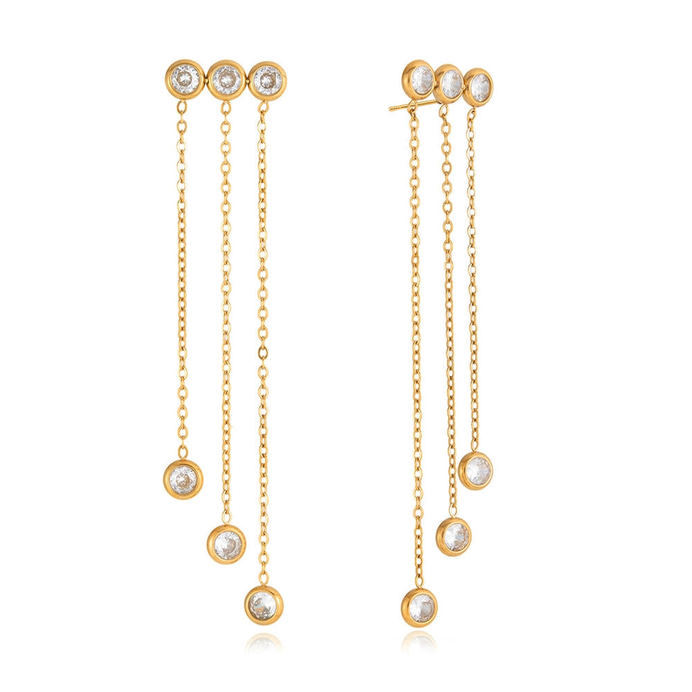 Luxury Zircon Earring | Fringe Drop | Stainless Steel Unique