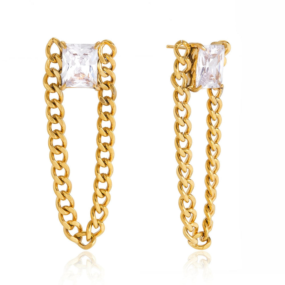 Zircon Stud Earrings | Fringe Style | Stainless Steel Gift