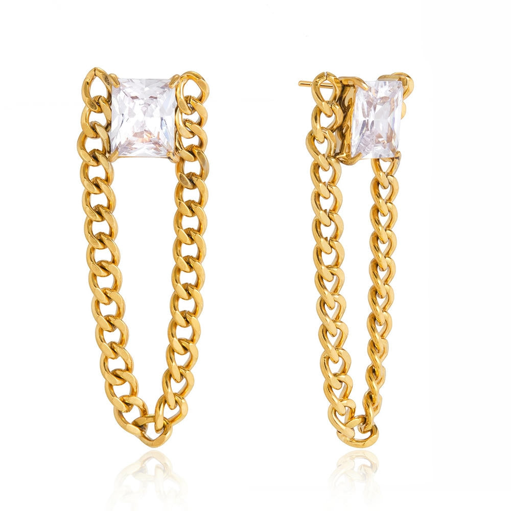 Zircon Stud Earrings | Fringe Style | Stainless Steel Gift