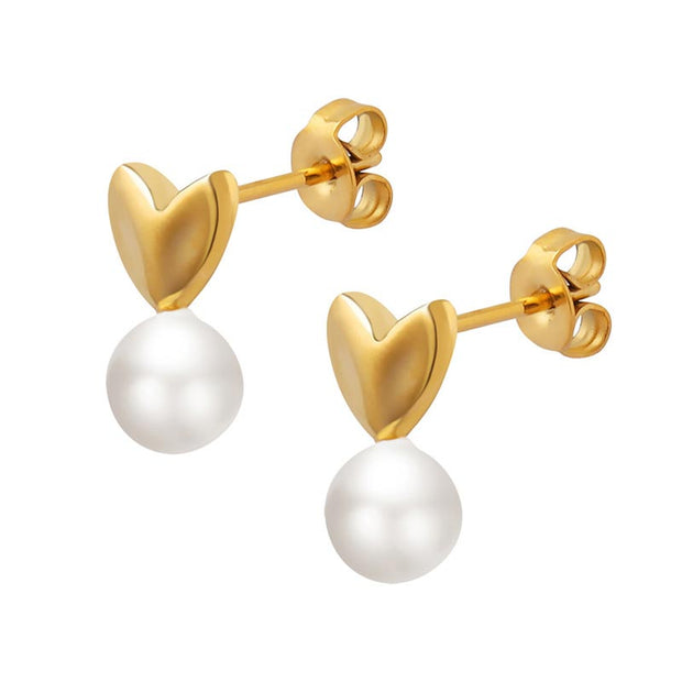 Heart Pearl Stud Earring