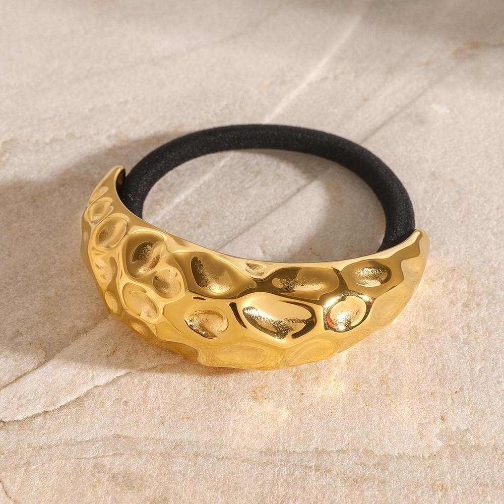 18K Gold C Shape Hair Tie Ponytail Holder JXH2408010