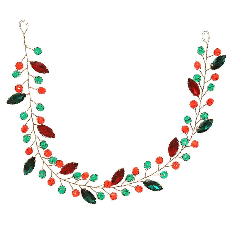 Christmas Headband | Red Green Rhinestone Party Hairband