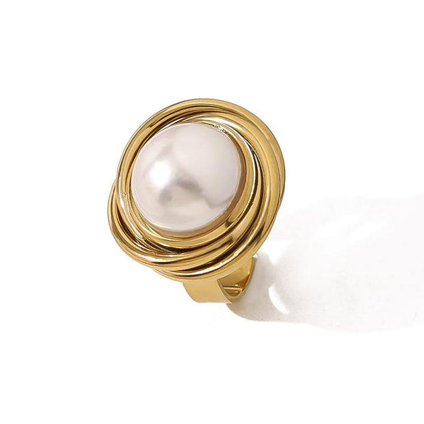 Pearl Ribbed Open Ring JSR020047