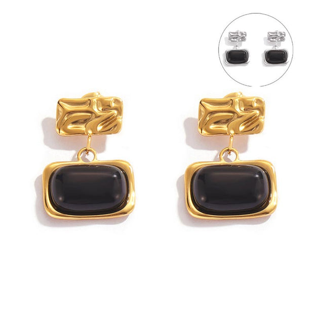 Square Glass Stud Earrings JMNF1483