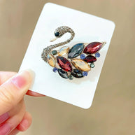 Gemstone Swan Brooch | Vintage Rhinestone Pin | Women's Gift