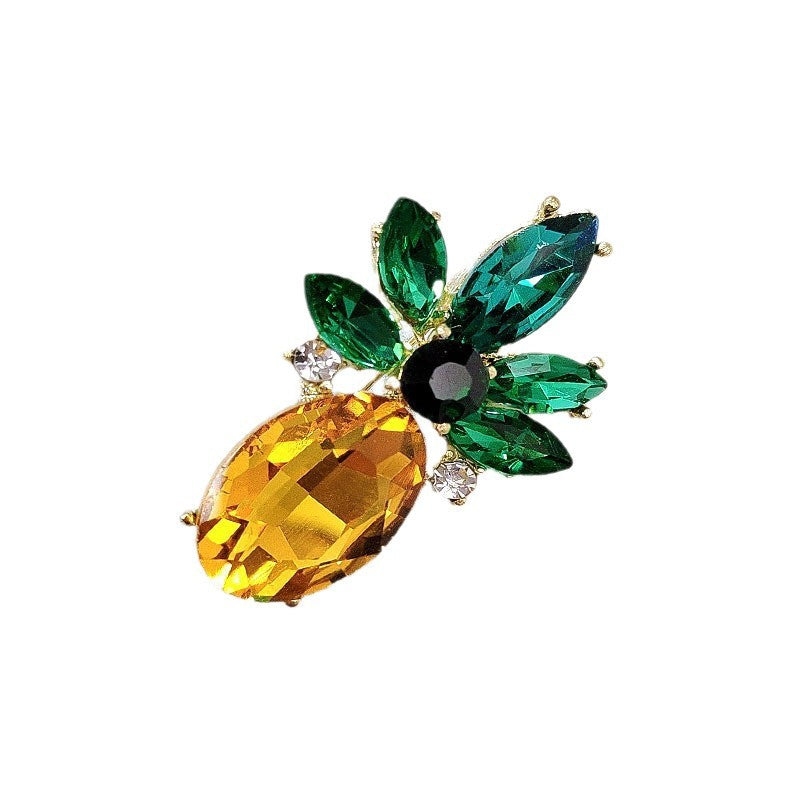 Cute Pineapple Brooch | Crystal Fruit Pin | Women's Gift