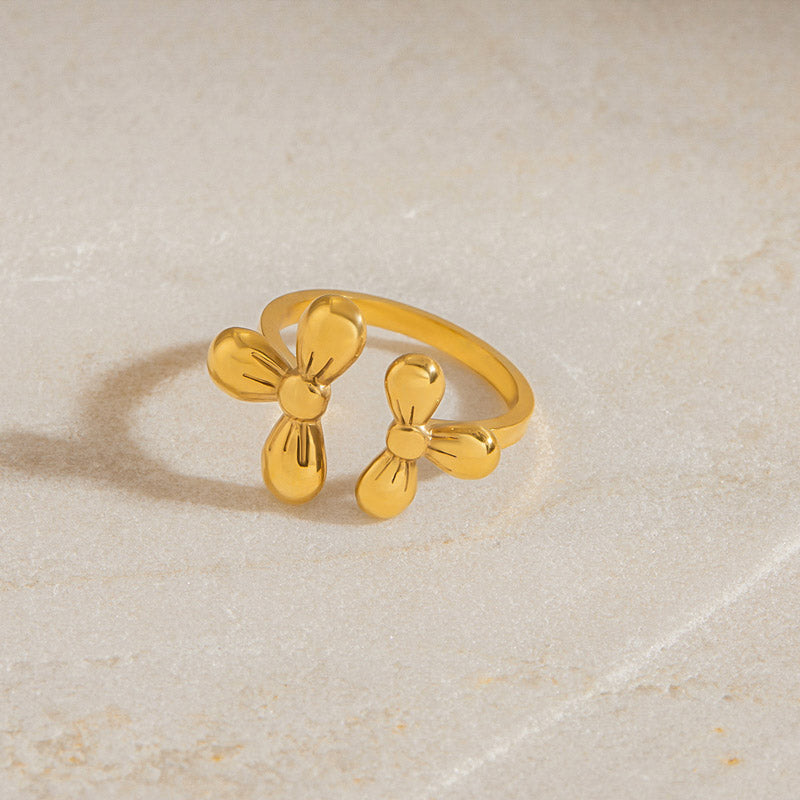 Double Flower Open Ring