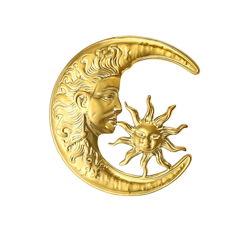 Moon and Star Brooch | Stainless Steel Relief Workmanship