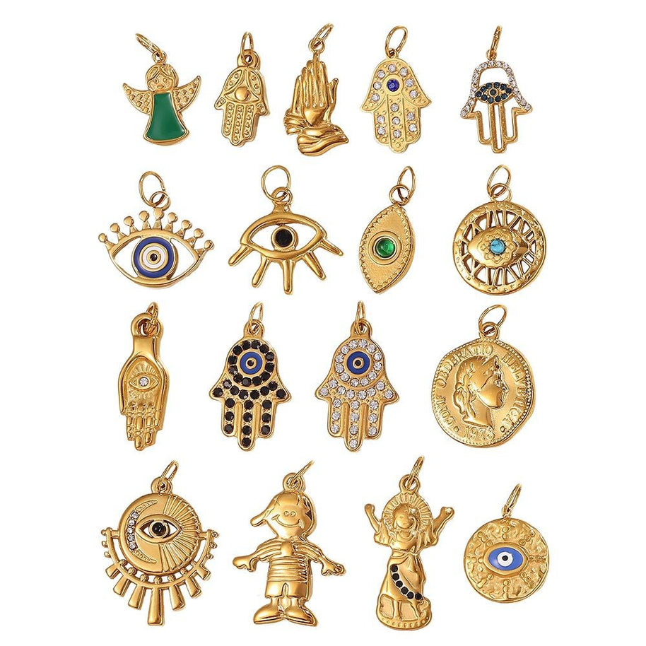 DIY Hand Eye Pendant Steel 18K Gold Plated Cross Border