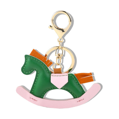 Cartoon Rocking Horse Charm | Lovely Leather Keychain Decor
