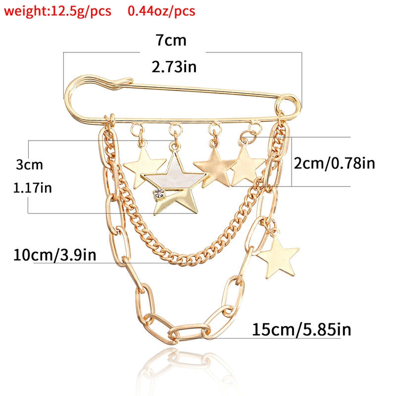 Punk Star Brooch | Festival Long Fringe Geometric Drop Pin