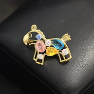 Horse Zodiac Brooch | Crystal Animal Pin | Western Fashion