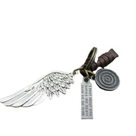 Antique Wing Keychain | Distressed Leather Braided Key Fob