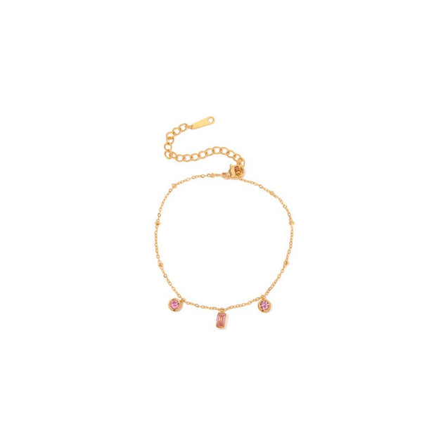 Pink Stone Spheres Chain Bracelet