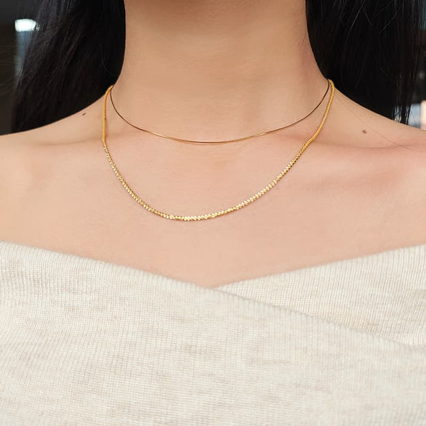 Sterling Silver Herringbone Chain Necklace GS2798