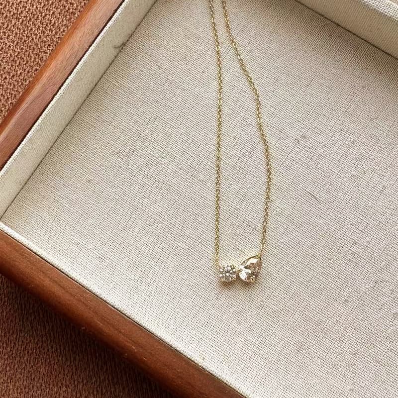 Double CZ Chain Necklace JO329