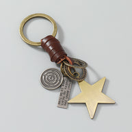 Star Pendant Keychain | Braid Leather Charm | Vintage