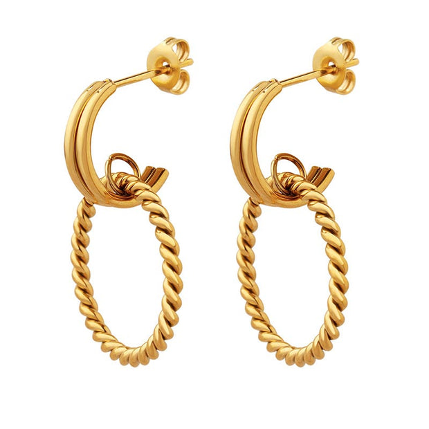 Double C Hoop Stud Earring