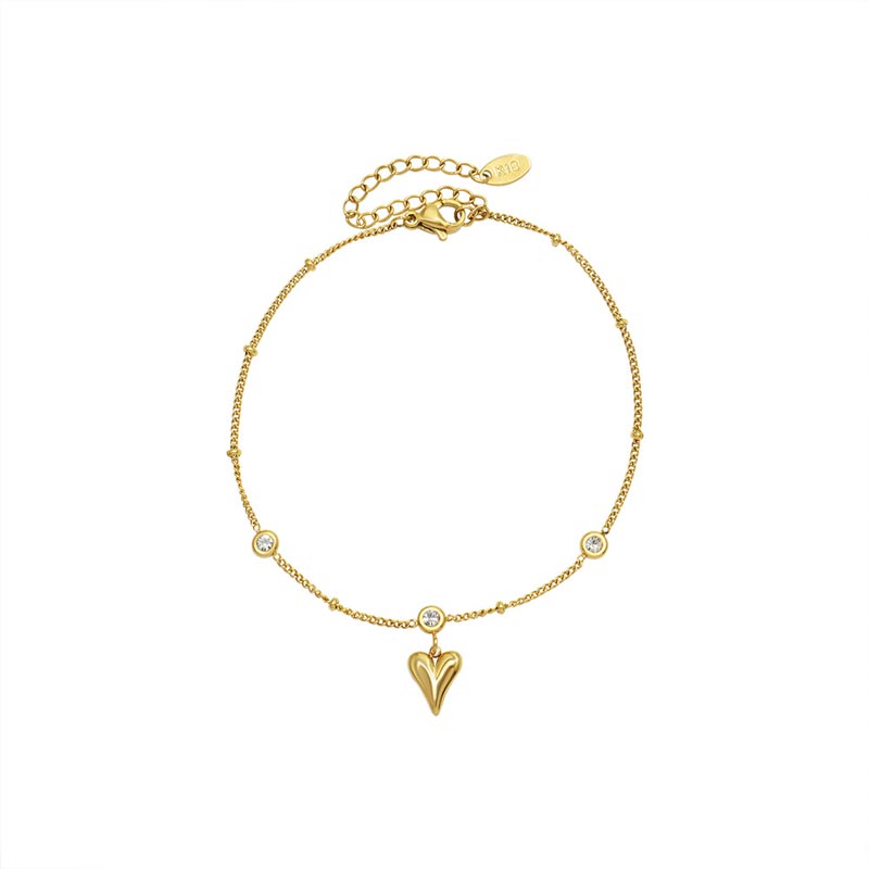 CZ Bracelet With Heart Charm