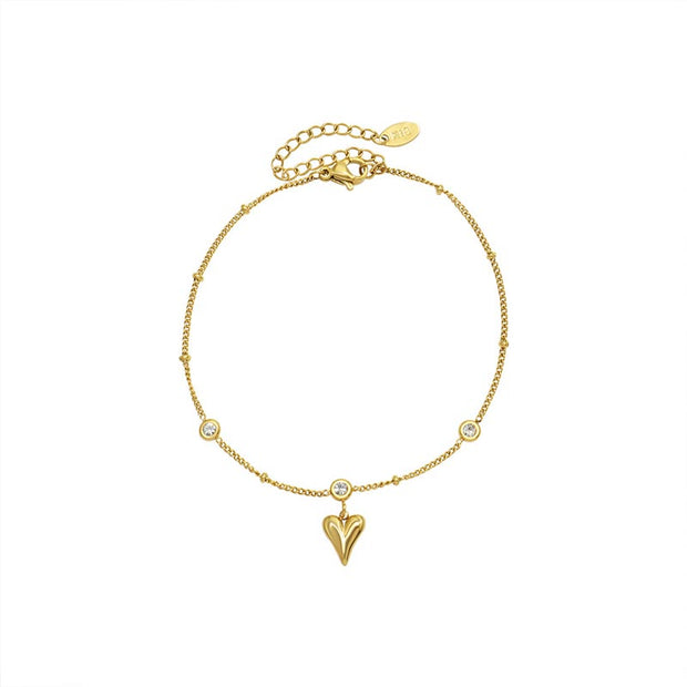 CZ Bracelet With Heart Charm