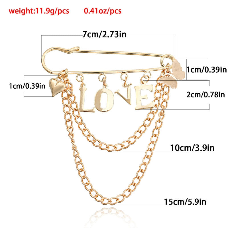 LOVE Tassel Brooch | Modern Geometric Heart Drop Lapel Pin