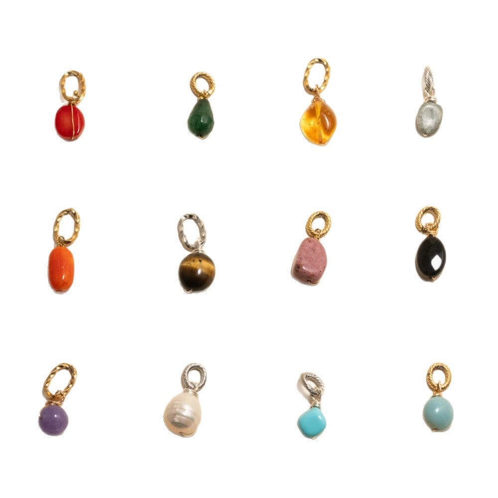 Stainless Steel 12 Month Birthstone Pendant Adjustable Charm