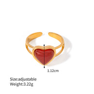 Red Gemstone Heart Adjustable Ring JXRW2312023