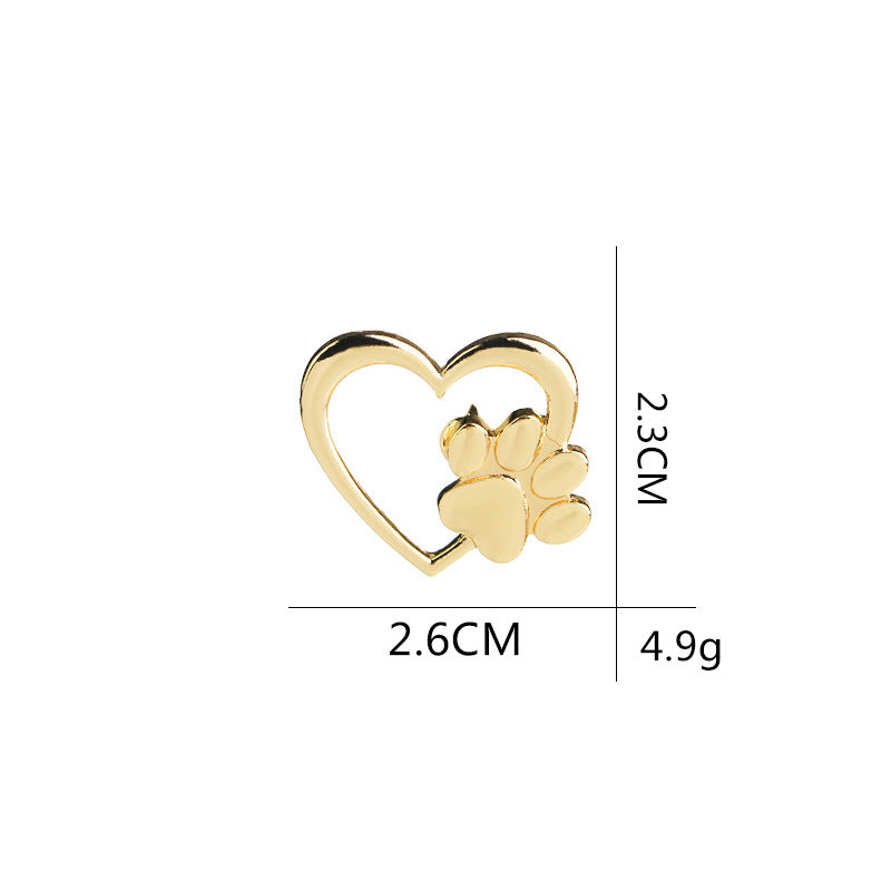 Popular Heart and Paw Print Brooch JLTC1289