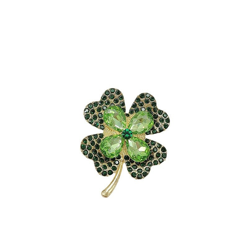 Green Clover Brooch | Four Leaf Lucky Pin | Women's Gift