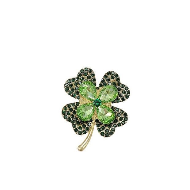 Green Clover Brooch | Four Leaf Lucky Pin | Women's Gift